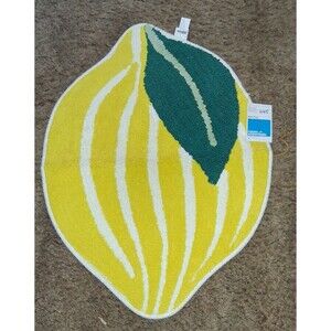 Lemon Shaped Machine Washable Non-Slip Bath Rug Yellow - Room Essentials